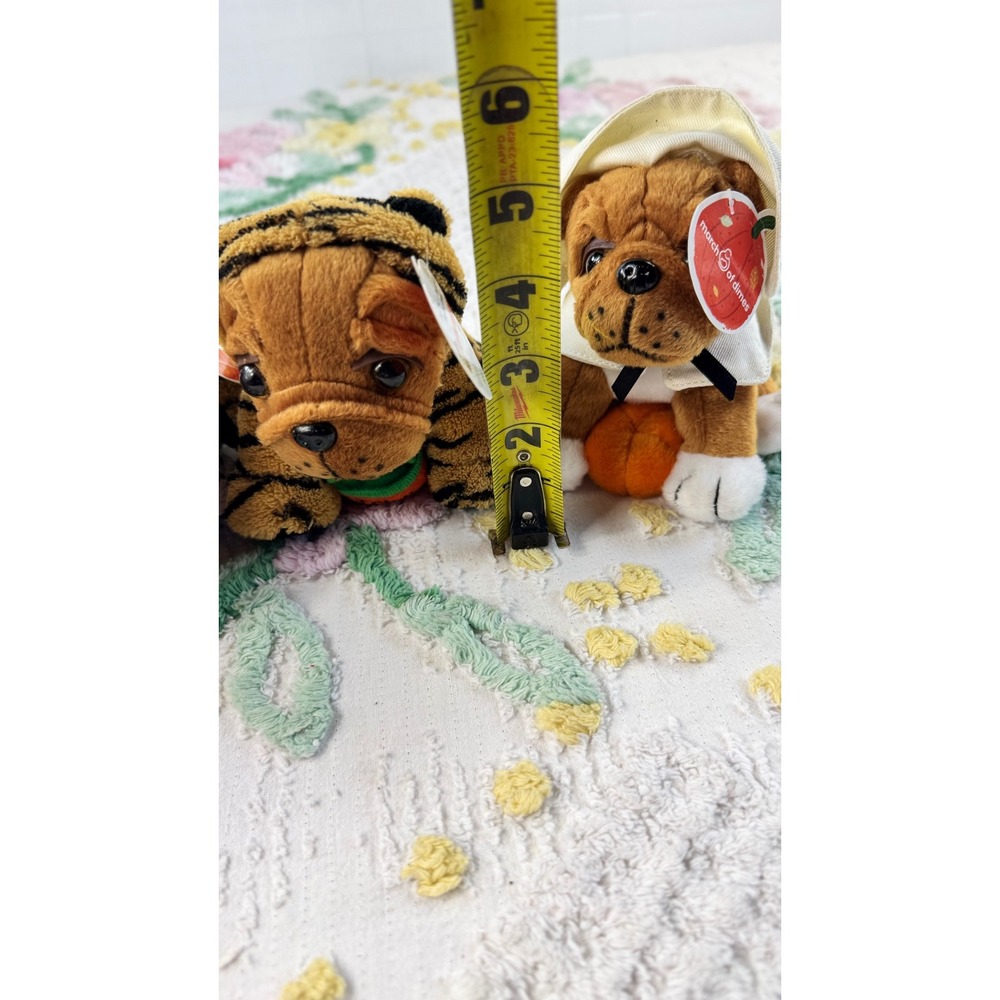 March of Dimes vtg Halloween Shar-Pei Plush Dog Set Dalmatian Giraffe Ghost Tige - Picture 11 of 13